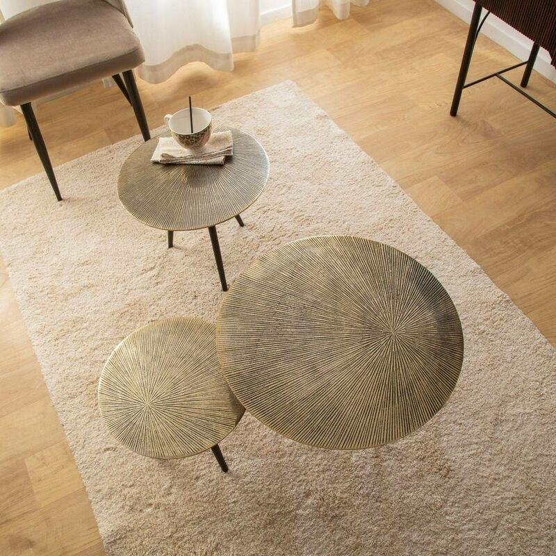 Gold Alüminyum Zigon Sehpa 48x42 cm 3'lü Set - 107335