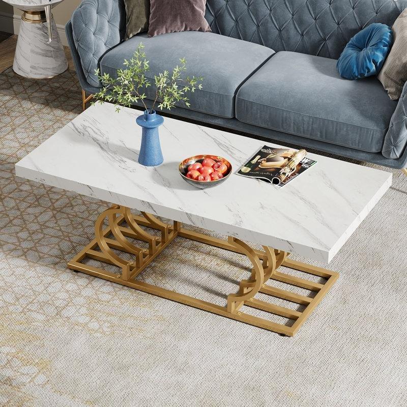 Gold Ayaklı Beyaz Orta Sehpa 120x50 cm - 105148