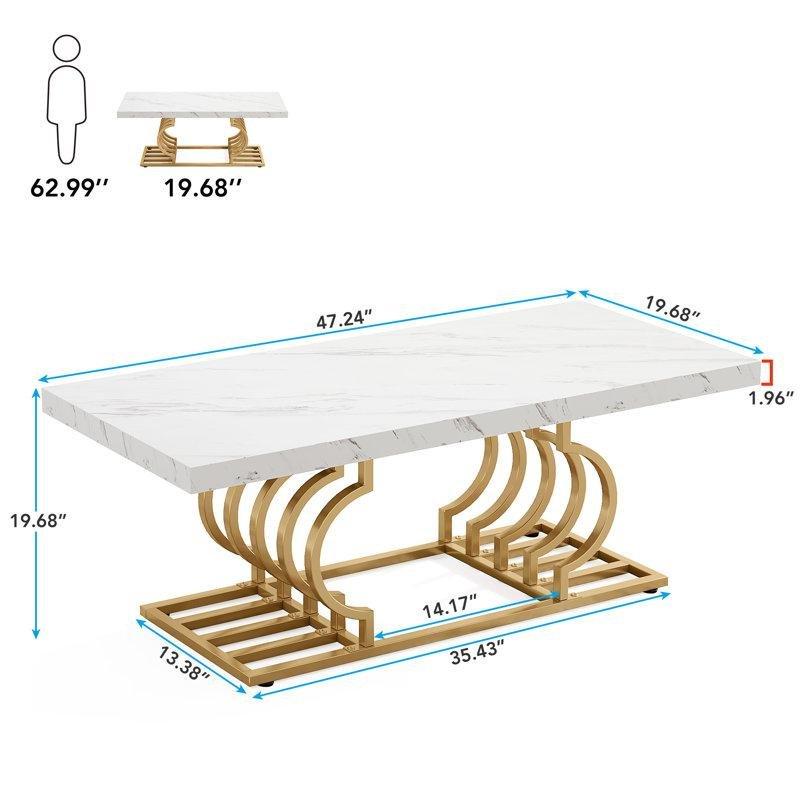 Gold Ayaklı Beyaz Orta Sehpa 120x50 cm - 105148