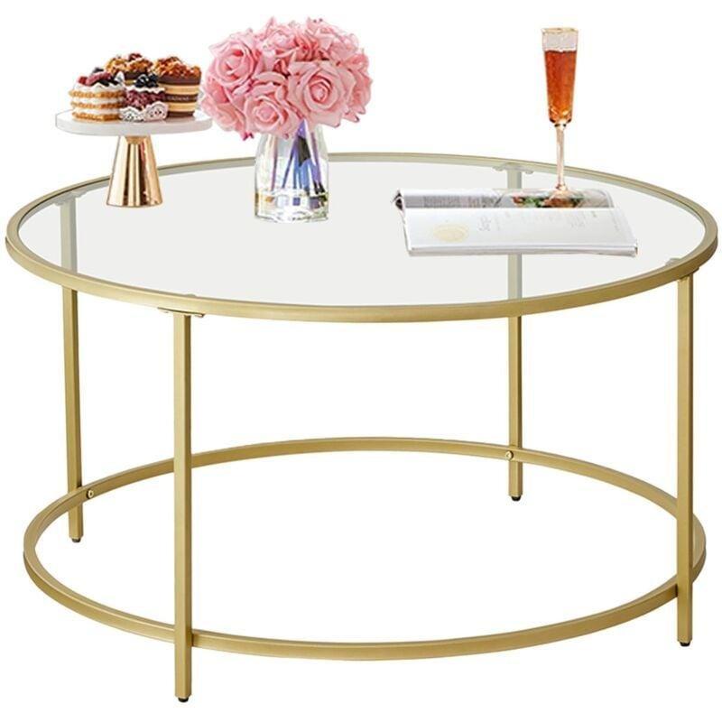 Gold Ayaklı Cam Orta Sehpa 84x84 cm Yuvarlak - 102871