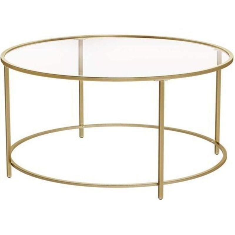 Gold Ayaklı Cam Orta Sehpa 84x84x46 cm Yuvarlak - 103574