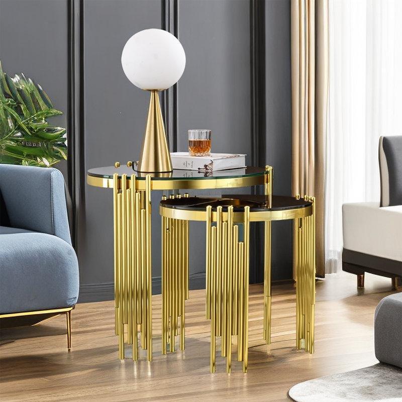 Gold Aynalı Zigon Sehpa 58x58x58 cm - 108115