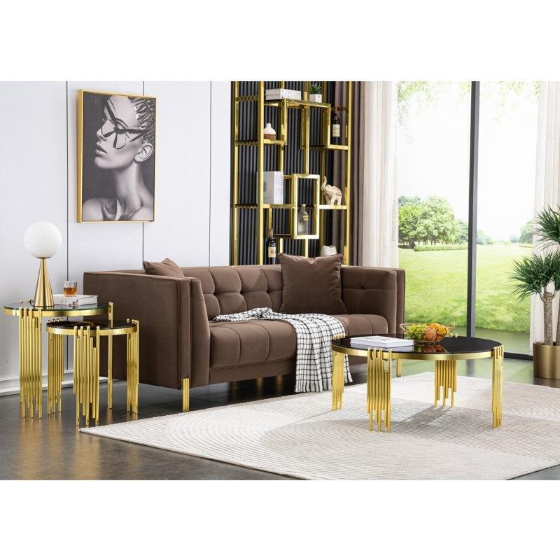 Gold Aynalı Zigon Sehpa 58x58x58 cm - 108115
