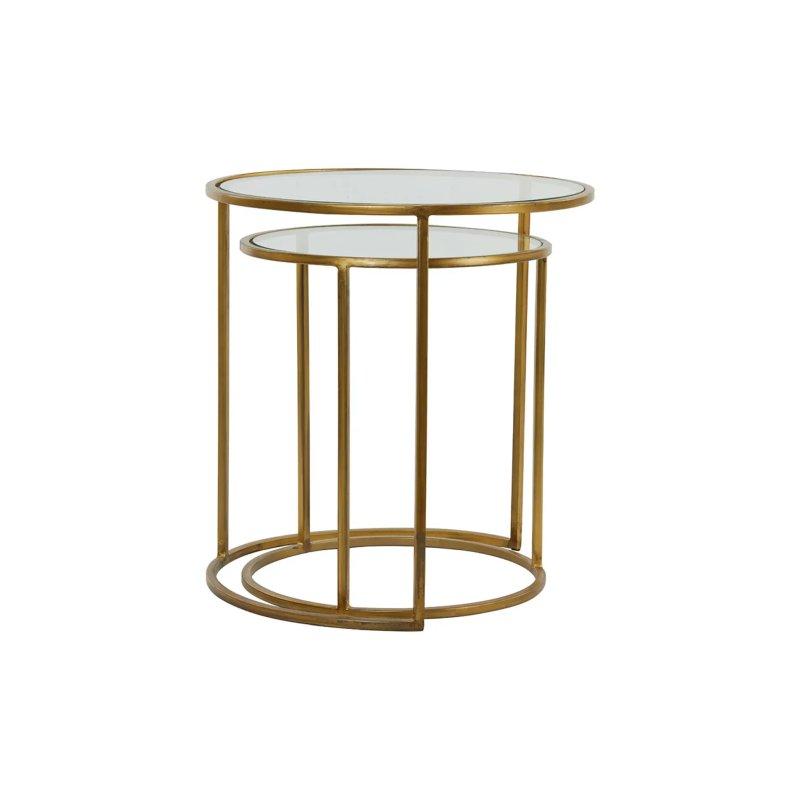 Gold Cam Yuvarlak Zigon Sehpa 50x52 cm 2'li Set - 106516