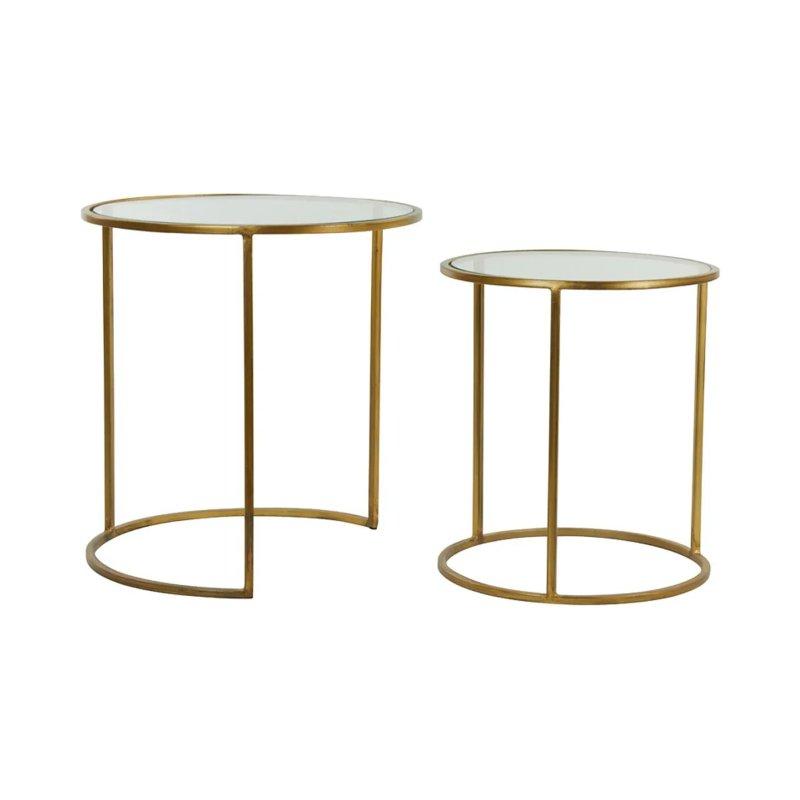 Gold Cam Yuvarlak Zigon Sehpa 50x52 cm 2'li Set - 106516