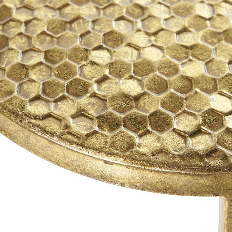 Gold Ferforje Zigon Sehpa Üçlü Set 40 cm - 108193
