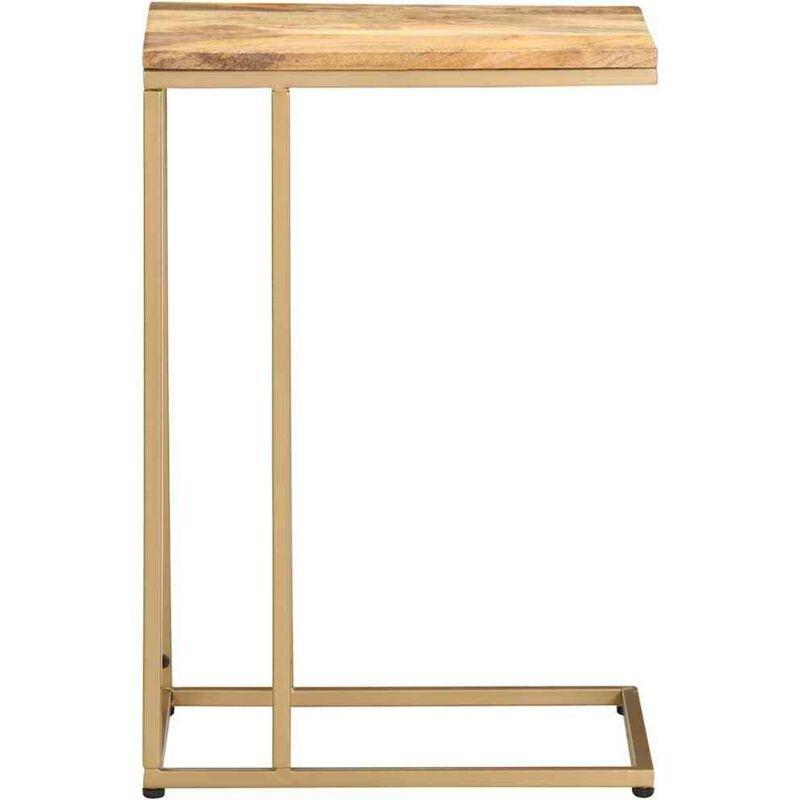 Gold Masif Mango Ahşap C Şekilli Yan Sehpa-35x45x65 cm - 111713