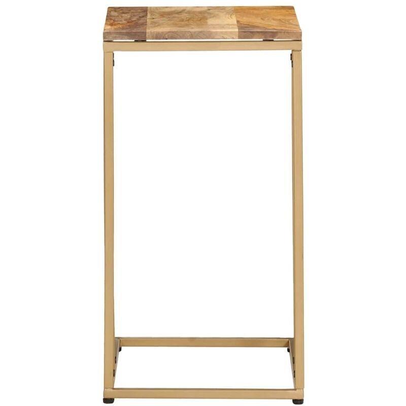 Gold Masif Mango Ahşap C Şekilli Yan Sehpa-35x45x65 cm - 111713