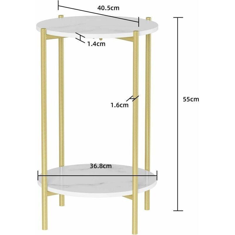 Gold Mermer ve Demir Alt Raflı Gold Yan Sehpa-41x41x55 cm - 111678