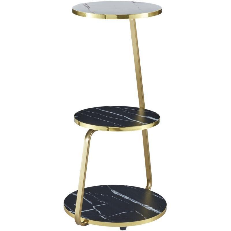 Gold Metal 3 Katlı Raflı Yan Sehpa-74x46x37 cm - 111641