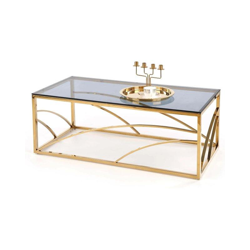 Gold Metal Çerçeveli Füme Cam Orta Sehpa 120x60 cm - 102291