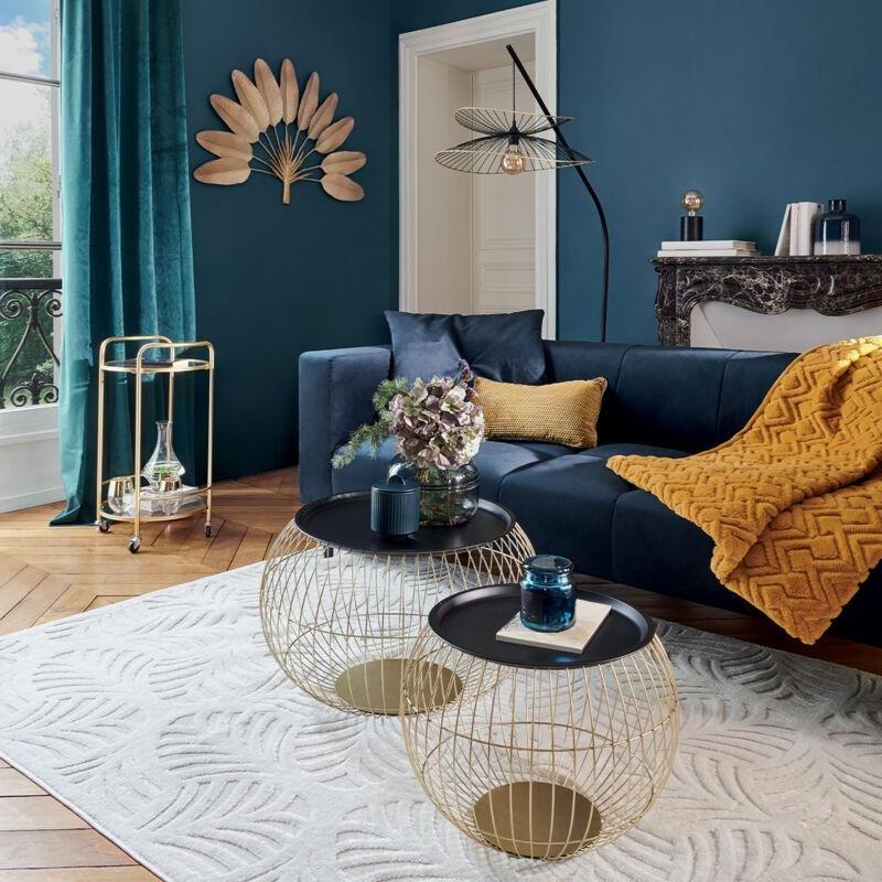 Gold Metal Çıkarılabilir Tepsili Yan Sehpa-67x42 cm - 111720