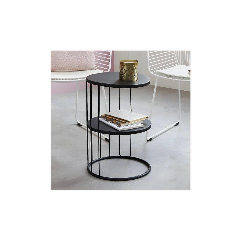 Gold Metal Filli Tasarım Yan Sehpa-36x52x36 cm - 110186