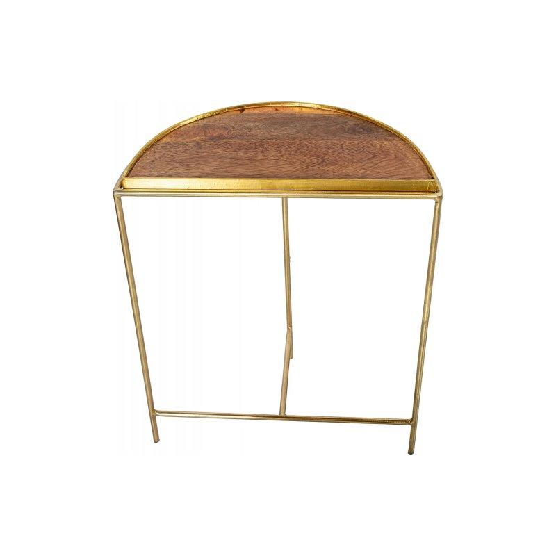 Gold Metal Gövdeli Ahşap Tablalı Zigon Sehpa 46x58x24 cm - 106378