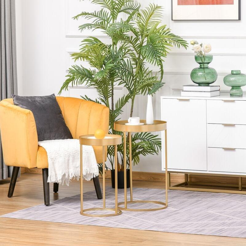 Gold Metal İstiflenebilir Yan Sehpa-39x63x31x56 cm - 111617