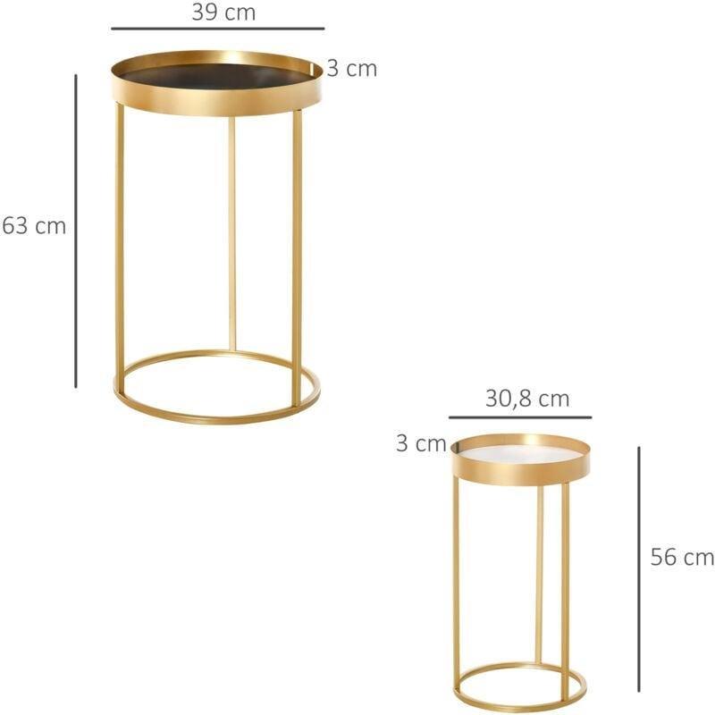 Gold Metal İstiflenebilir Yan Sehpa-39x63x31x56 cm - 111617