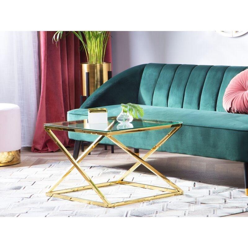 Gold Metal Parlak Kare Gold Yan Sehpa-60x60x45 cm - 111985