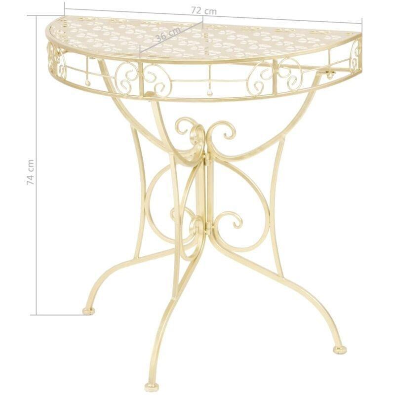 Gold Metal Vintage Demi Yuvarlak Yan Sehpa-72x36x74 cm - 111741