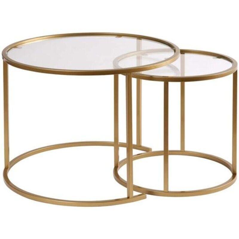 Gold Metal Yuvarlak Cam Zigon Sehpa 60 cm - 107080