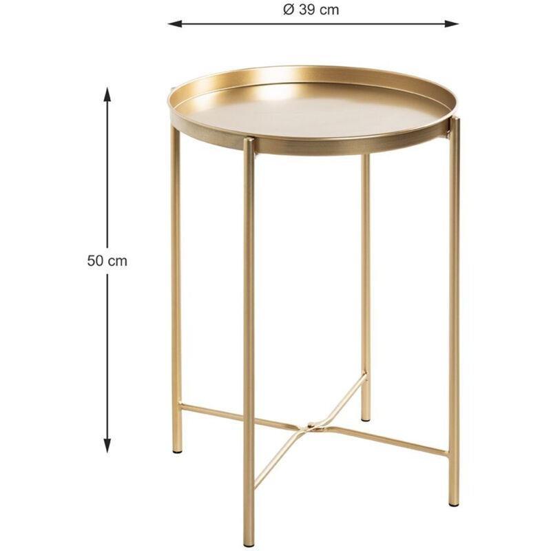 Gold Metal Yuvarlak Yan Sehpa-39x50 cm - 112367