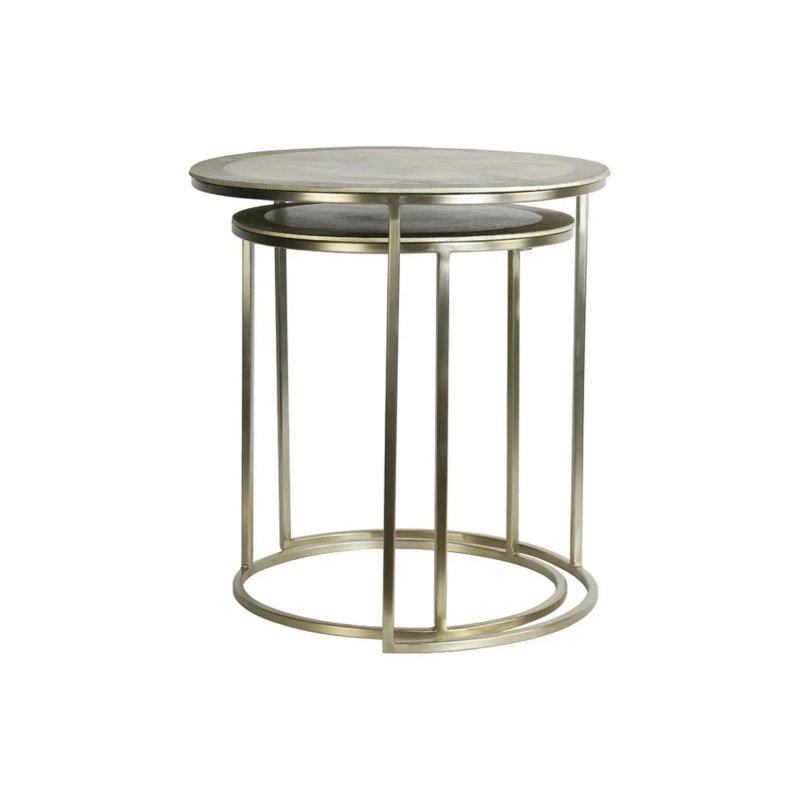 Gold Metal Yuvarlak Zigon Sehpa 50 cm - 2'li Set - 106240