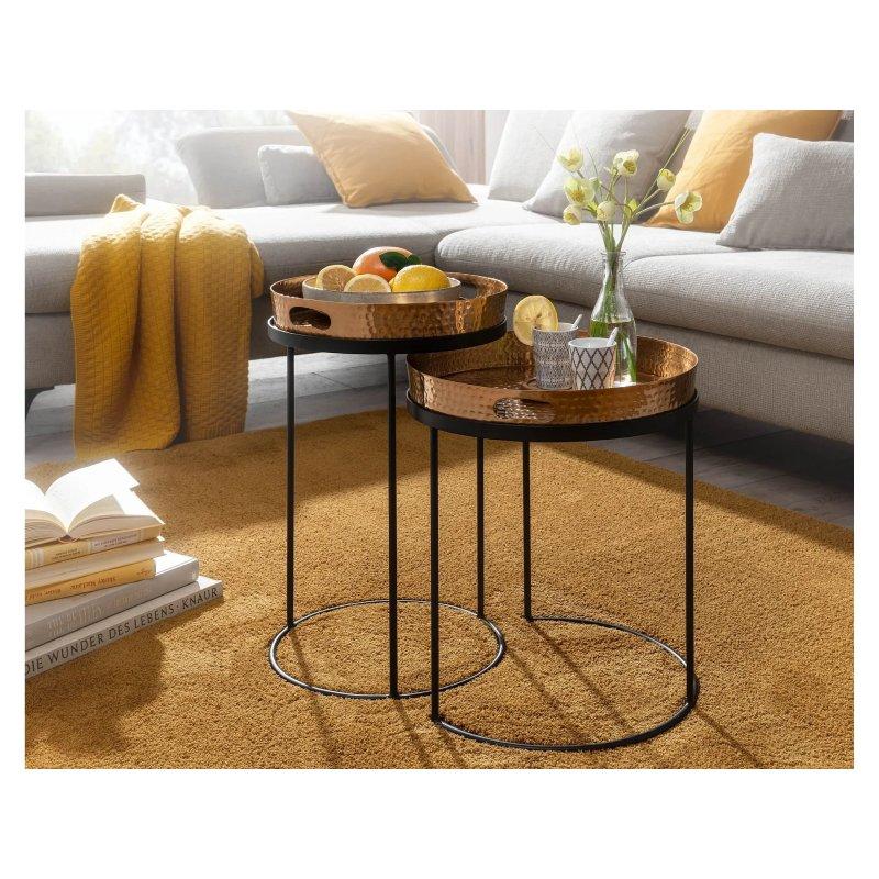 Gold Metal Zigon Sehpa 38x38x45 cm ve 33x33x53 cm İkili Set - 106507