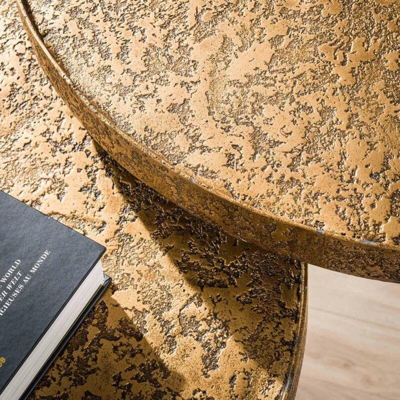 Gold Metal Zigon Sehpa 74 cm Yuvarlak 2'li Set - 107365