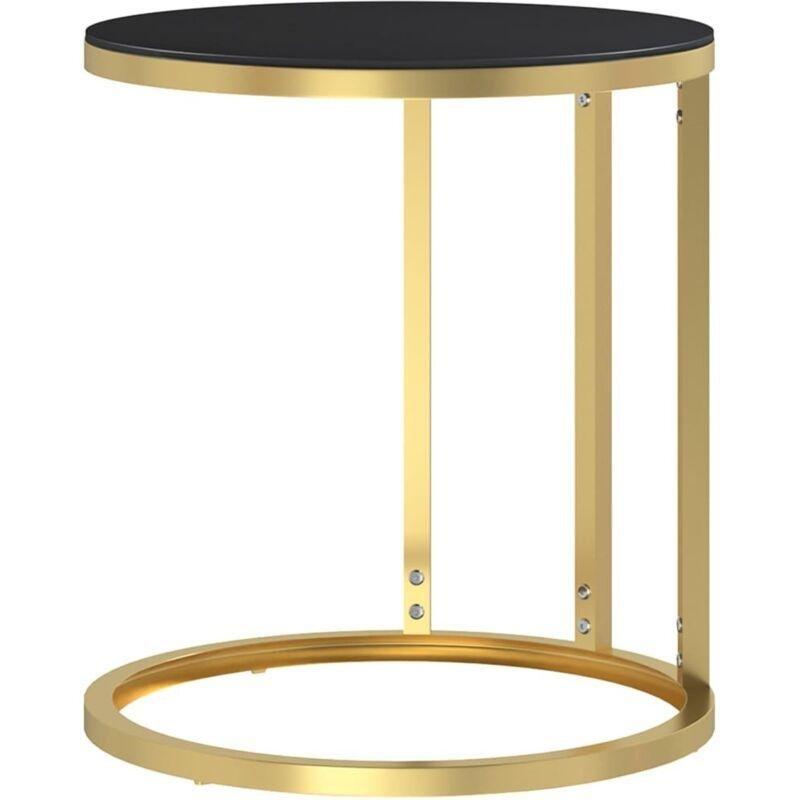 Gold Temperli Cam Modern Mermer Yan Sehpa-45x58 cm - 110509