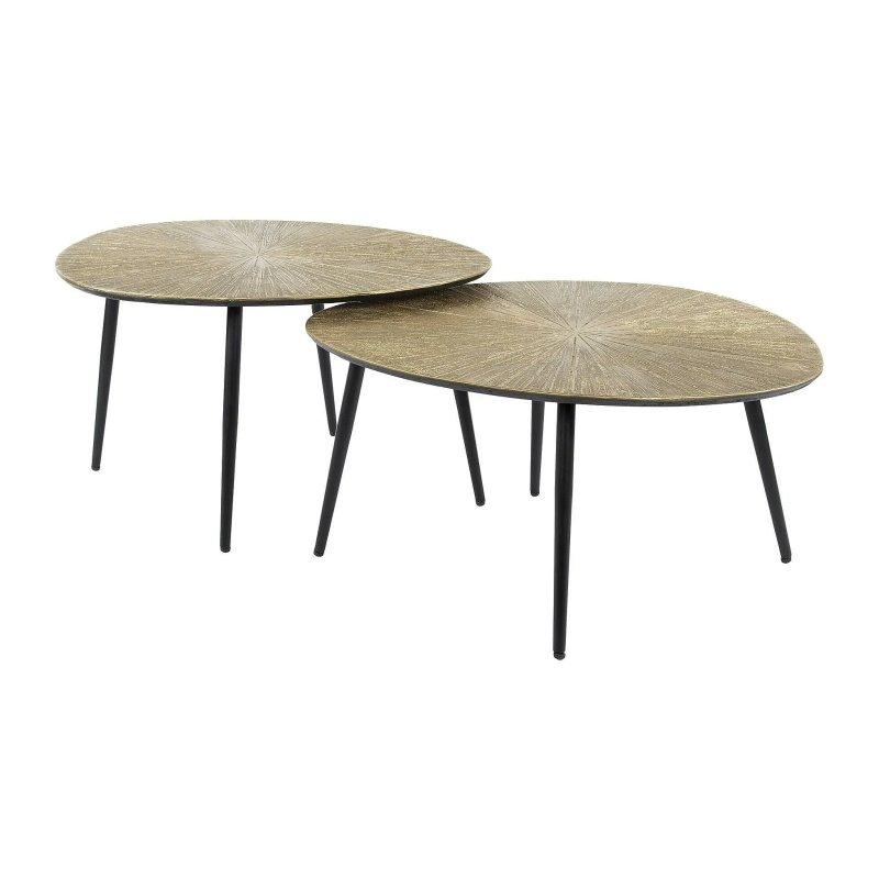 Gold Yuvarlak İkili Metal Zigon Sehpa 77x60x43 cm - 106276