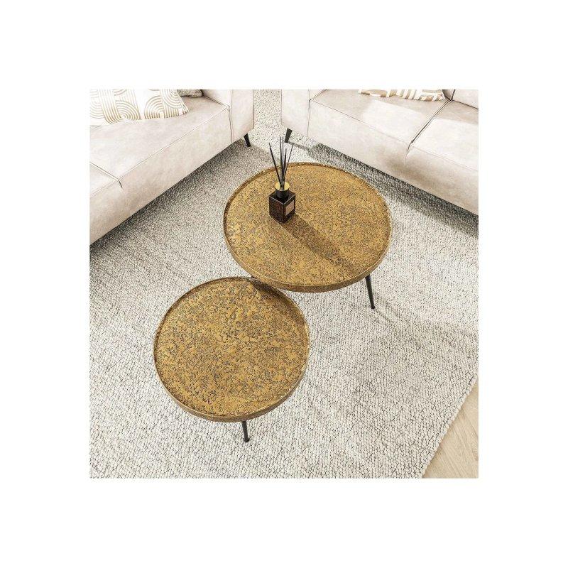 Gold Yuvarlak Metal Zigon Sehpa 74 cm - 106405