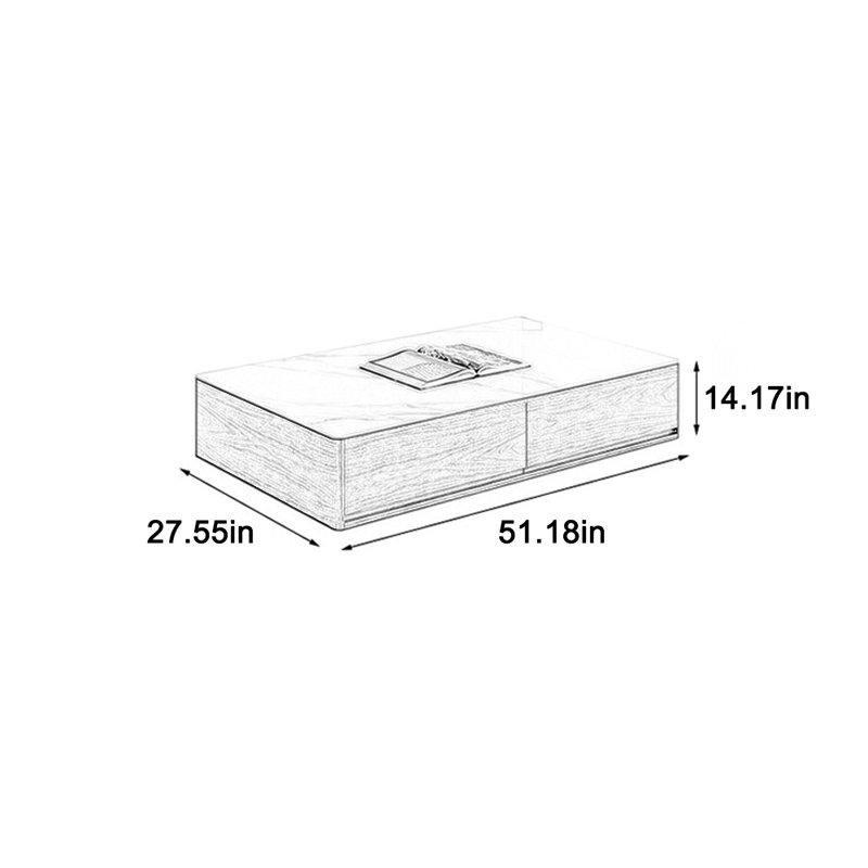 Granit Orta Sehpa Gri Masif ve Endüstriyel Ahşap 130x70 cm - 104347