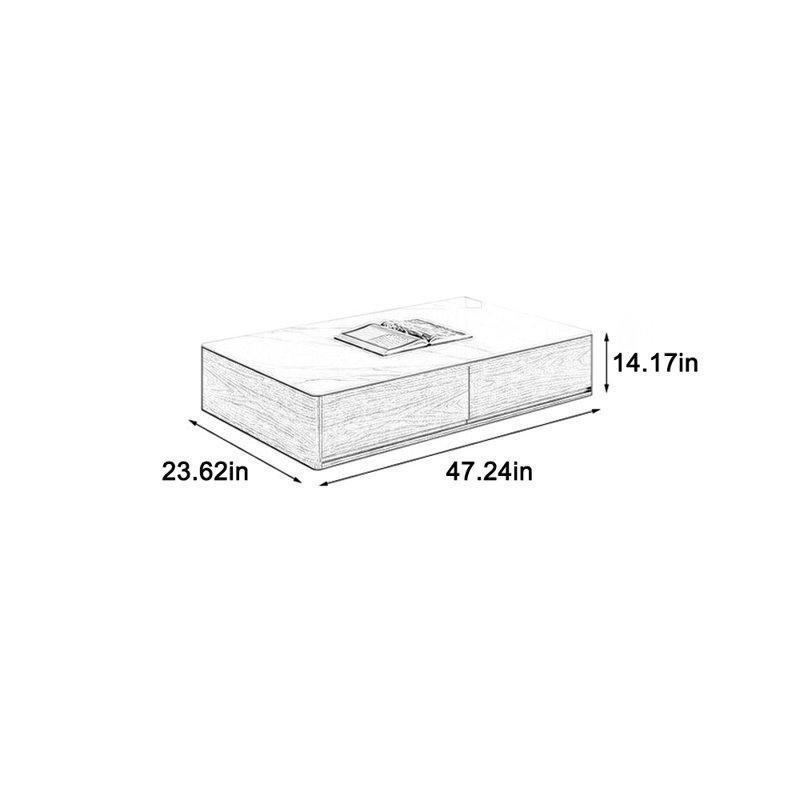 Granit Üstü Orta Sehpa Siyah Tabanlı 120x60x36 cm - 104338