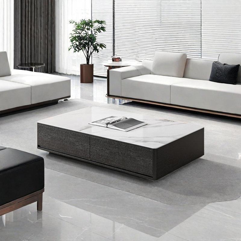 Granit Üstü Orta Sehpa Siyah Tabanlı 120x60x36 cm - 104338