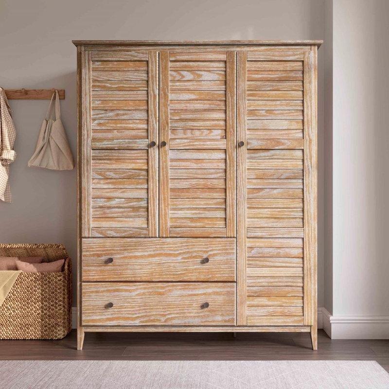 Greenport Masif Çam Ahşap Panjur Kapı Gardrop 187 cm x 151 cm - 91030