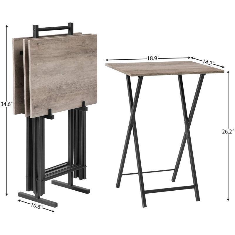 Gri 48 x 36 x 67 cm Metal Ayaklı 4'lü Katlanır Çanta Zigon Sehpa Seti - 108793