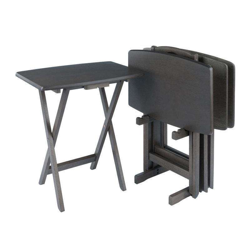 Gri Ahşap Çanta Zigon Sehpa Dörtlü Set 40x60 cm - 108796