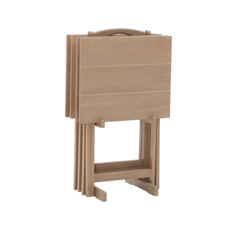 Gri Ahşap Katlanır Çanta Zigon Sehpa Seti 67x48x40 cm - 108784