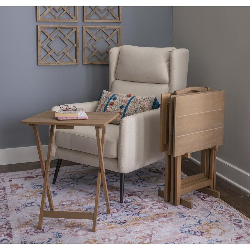 Gri Ahşap Katlanır Çanta Zigon Sehpa Seti 67x48x40 cm - 108784