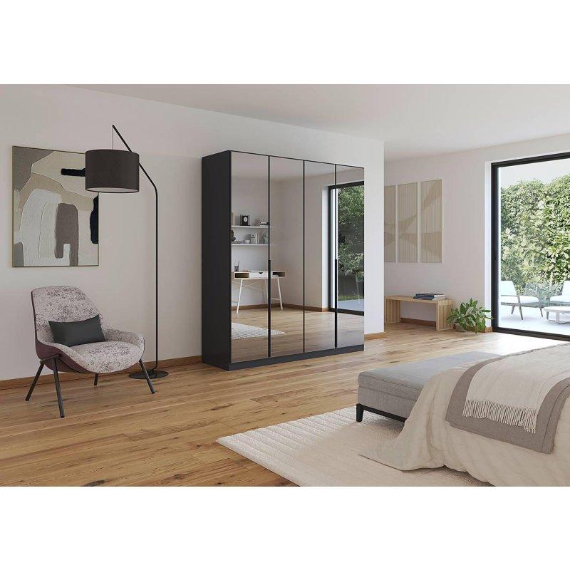 Gri Aynalı 4 Kapılı Gardrop 181x210x54 cm - 90940