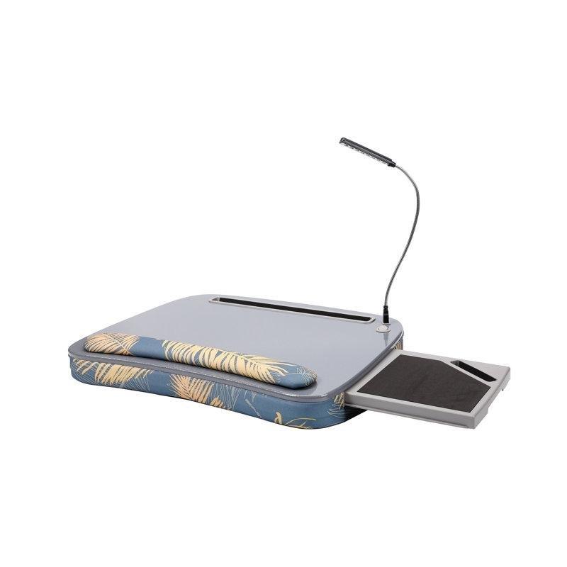 Gri Bambu ve Plastik Kayar Mouse Padli Minderli Laptop Sehpası-41 cm - 113220