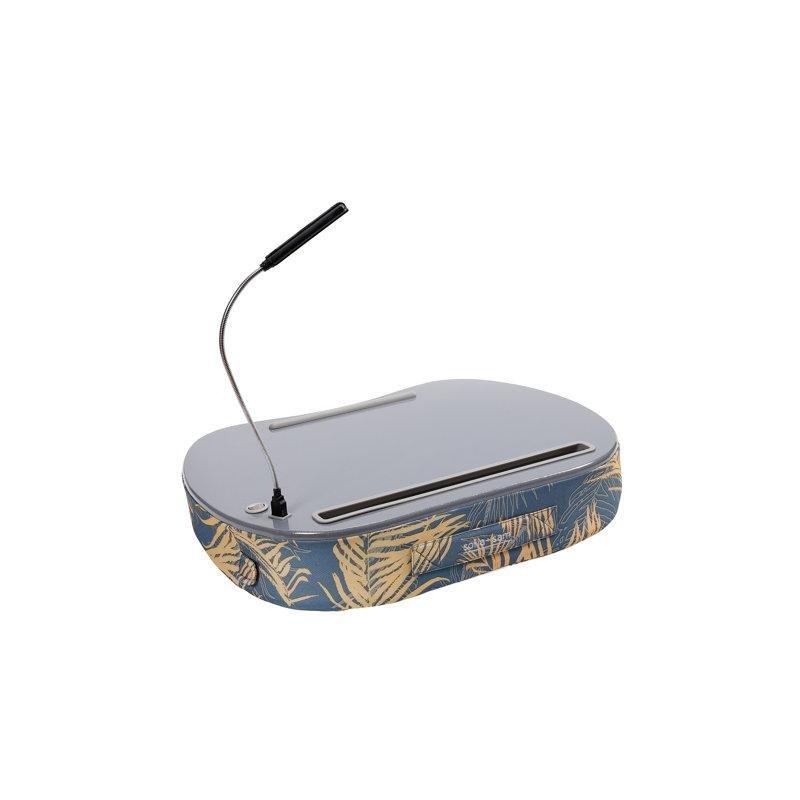 Gri Bambu ve Plastik Kayar Mouse Padli Minderli Laptop Sehpası-41 cm - 113220