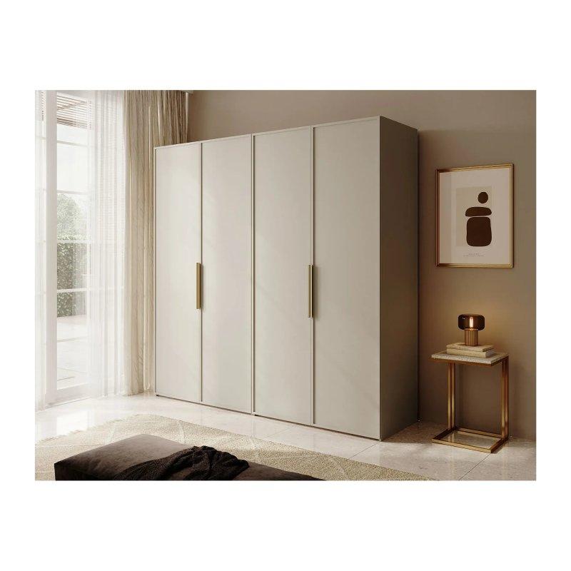 Gri Bej Dört Kapılı Gardrop 200x200 cm Endüstriyel Ahşap - 90379