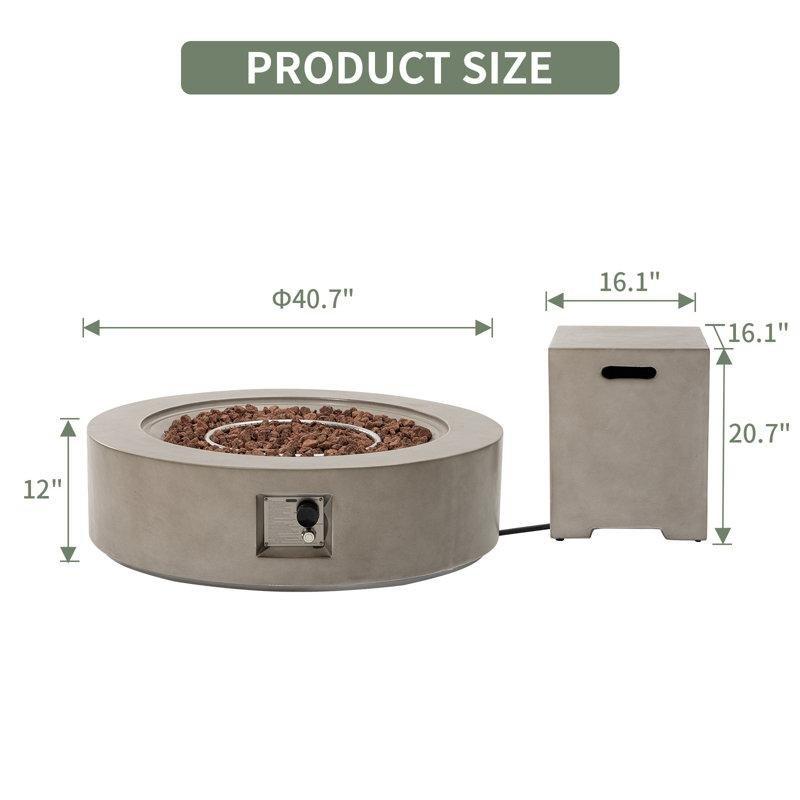 Gri Beton 103 cm Yuvarlak Şömineli Orta Sehpa - 105781