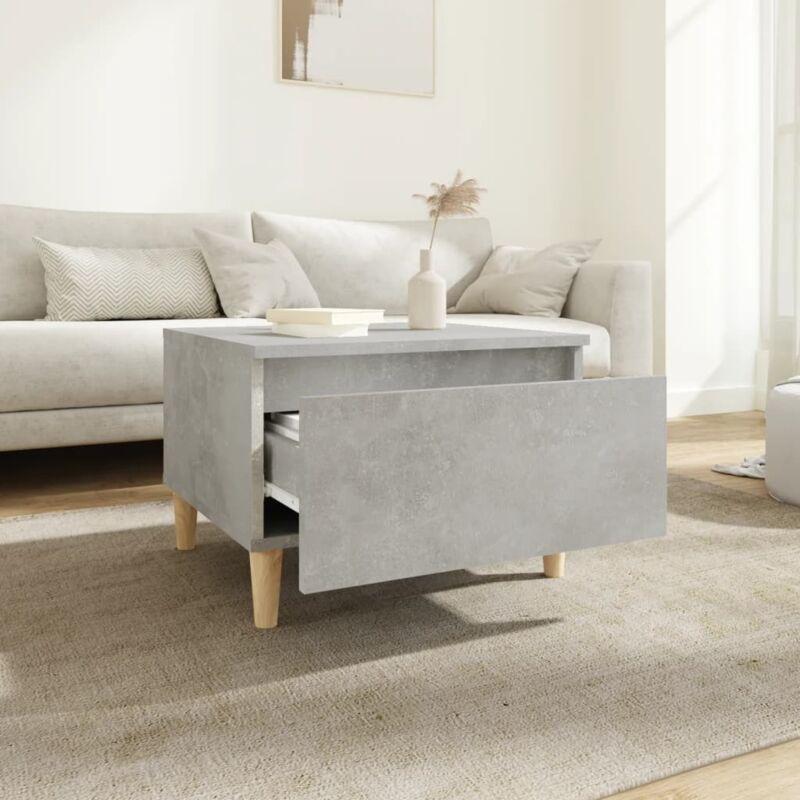 Gri Beton Mühendislik Ahşabı Çekmeceli Iskandinav Yan Sehpa-50x46x35 cm - 112599