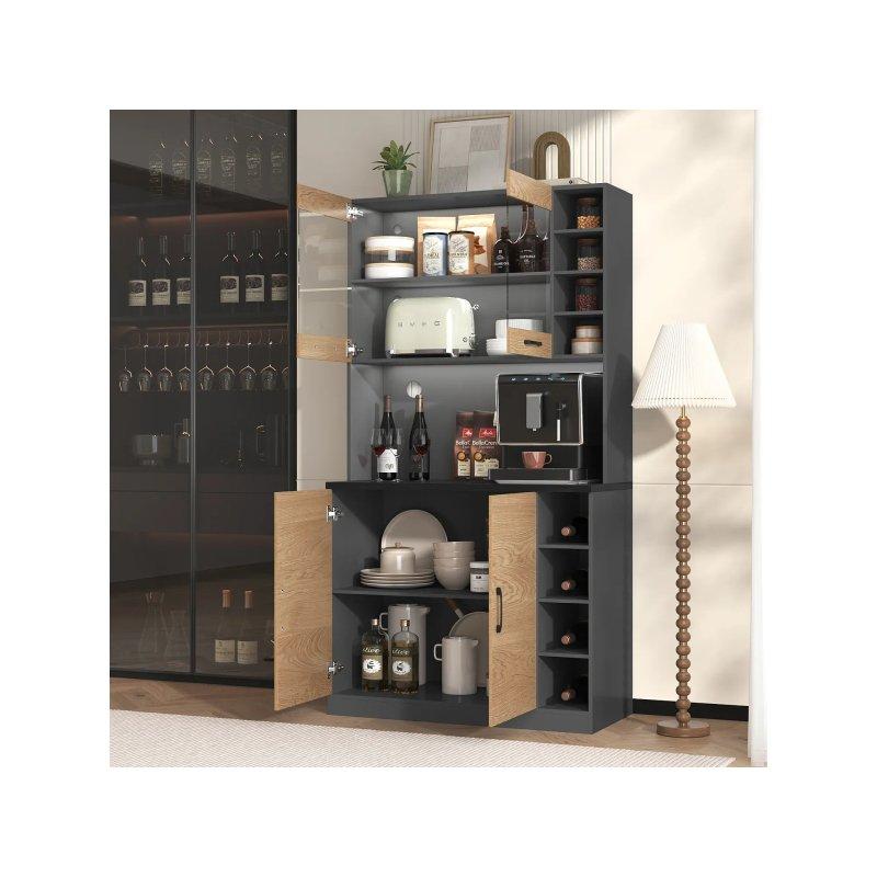 Gri Beyaz LED Aydınlatmalı Çok Amaçlı Dolap 100x187x47 cm - 92278