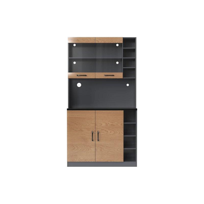 Gri Beyaz LED Aydınlatmalı Çok Amaçlı Dolap 100x187x47 cm - 92278