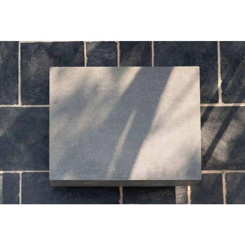 Gri Cam Elyaf Takviyeli Beton El Cilalı Traverten Yan Sehpa-86x66x36 cm - 112211