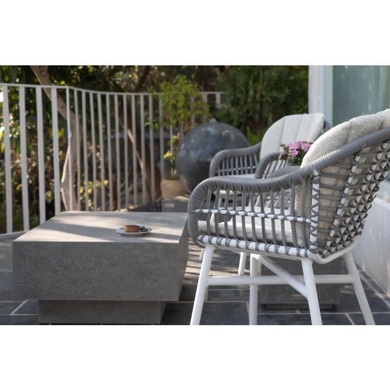 Gri Cam Elyaf Takviyeli Beton El Cilalı Traverten Yan Sehpa-86x66x36 cm - 112211
