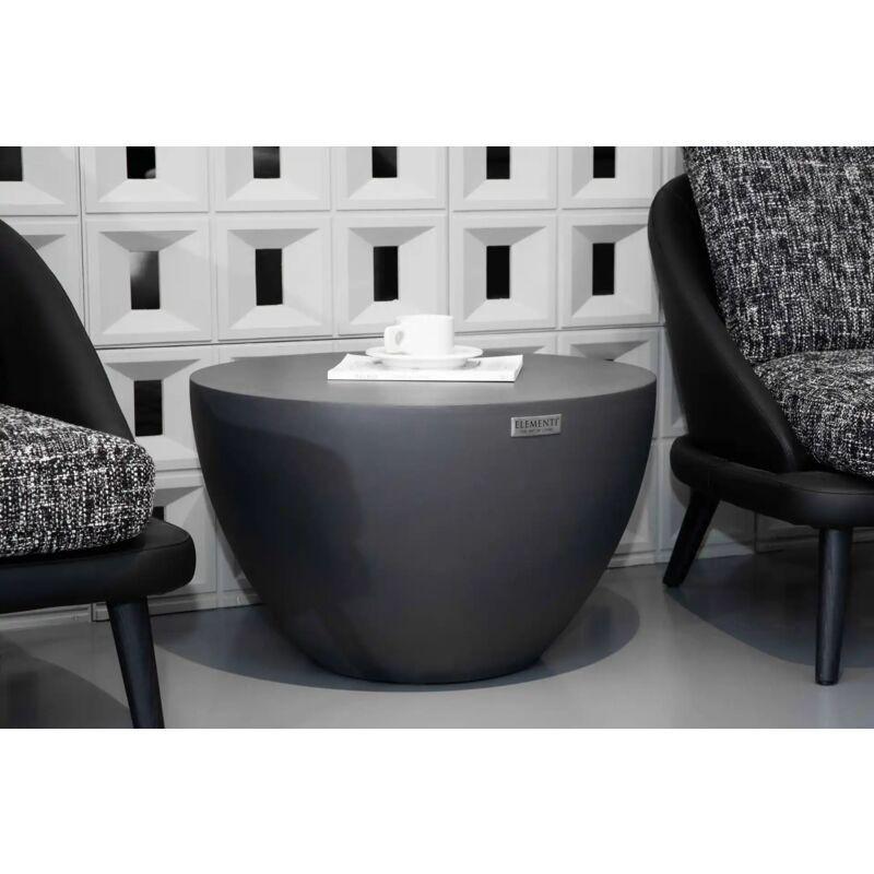 Gri Cam Elyaf Takviyeli Beton Yuvarlak Kenarlı Traverten Yan Sehpa-66x66x31 cm - 112189