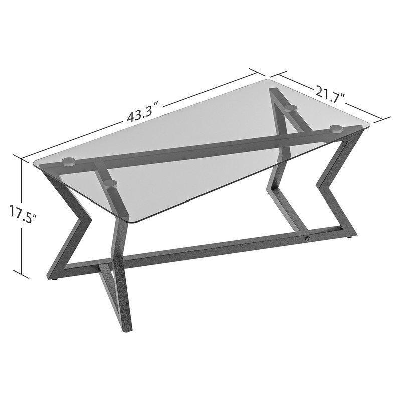 Gri Camlı Dikdörtgen Orta Sehpa 110x55 cm - 105547